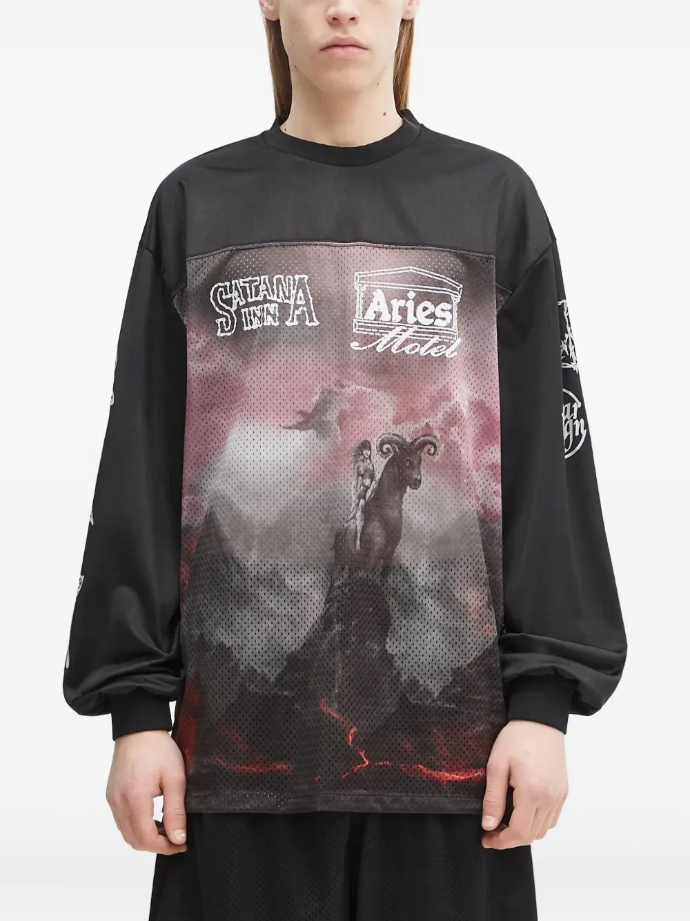 Aries mesh-panel graphic long-sleeve T-shirt | T-Shirts | Image 2