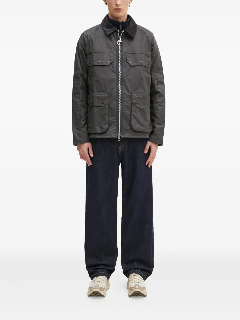 Barbour Jack met ribfluwelen kraag en rits Grijs
