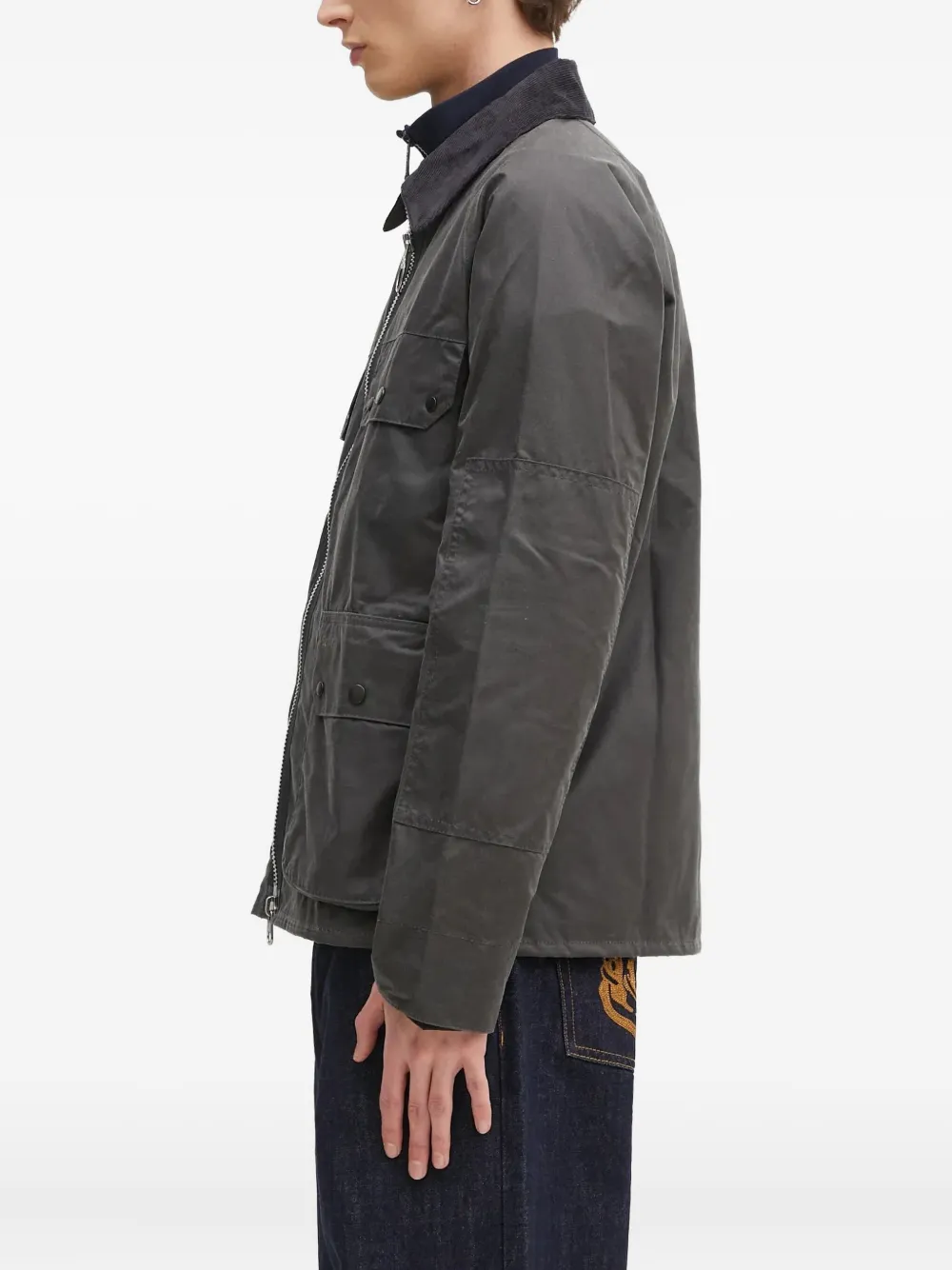 Barbour Jack met ribfluwelen kraag en rits Grijs