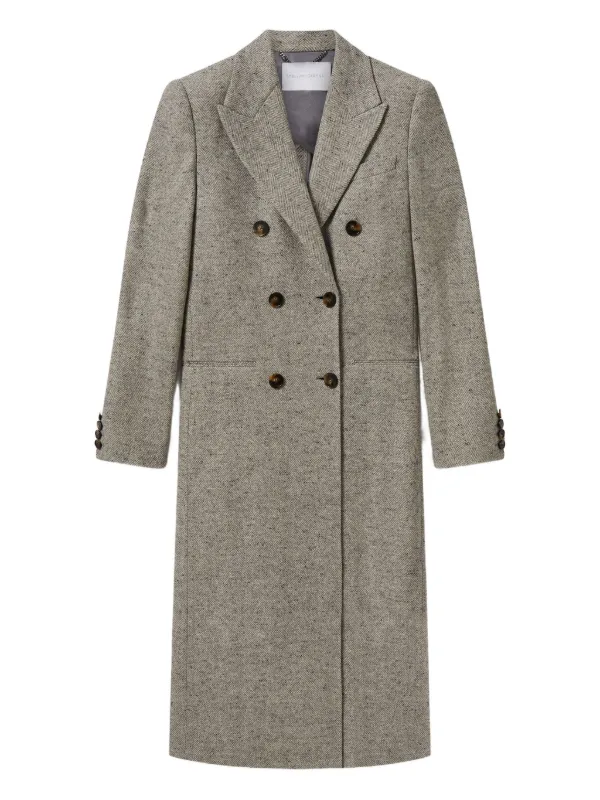 Stella McCartney Double-breasted Tweed-pattern Coat in Grey
