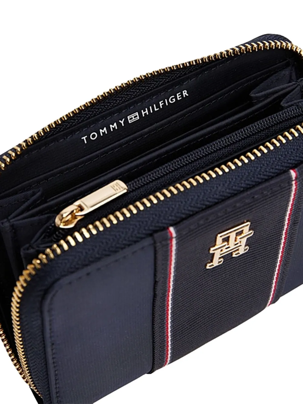 Tommy Hilfiger striped-detail zip-around wallet Blauw