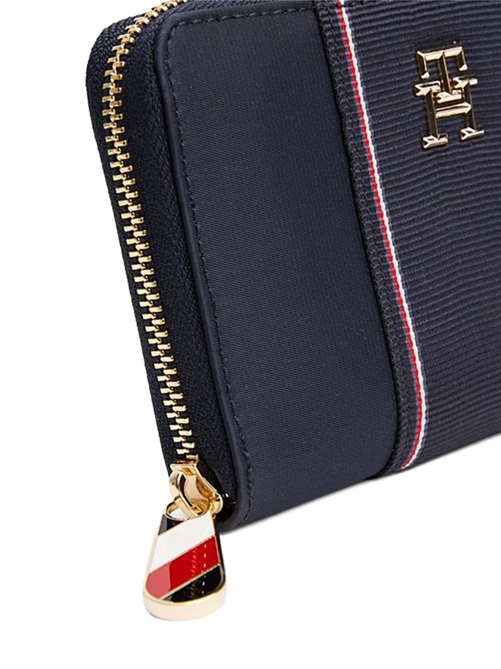 Tommy Hilfiger striped-detail zip-around wallet Blauw