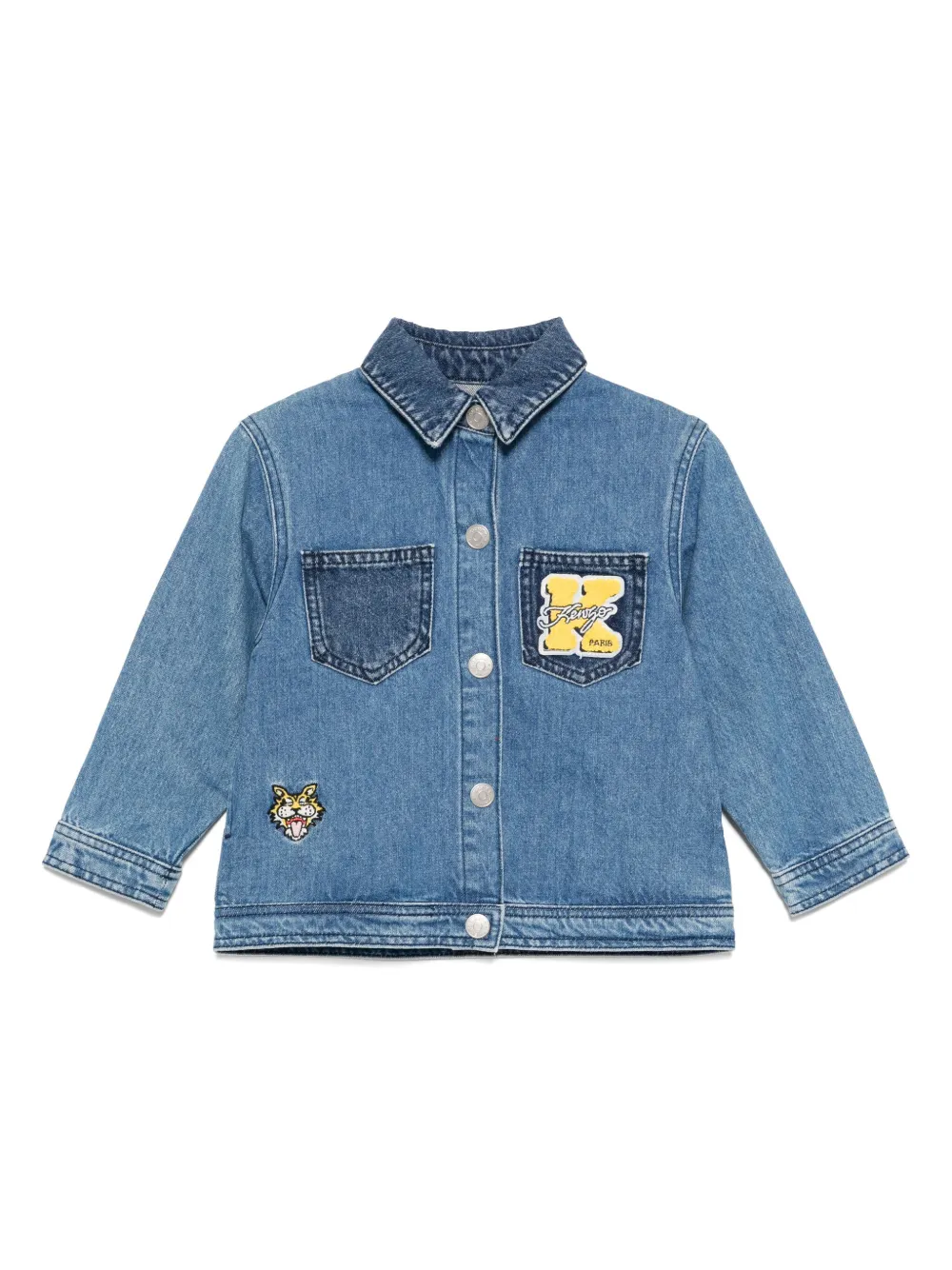 Kenzo Kids logo-embroidered jacket Blauw