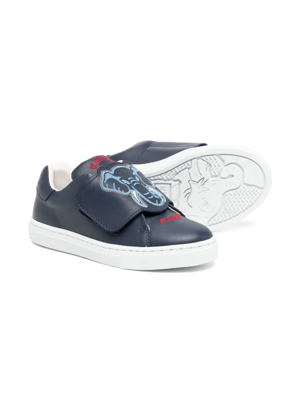 Kenzo Kids leather hook-and-loop trainers Blue