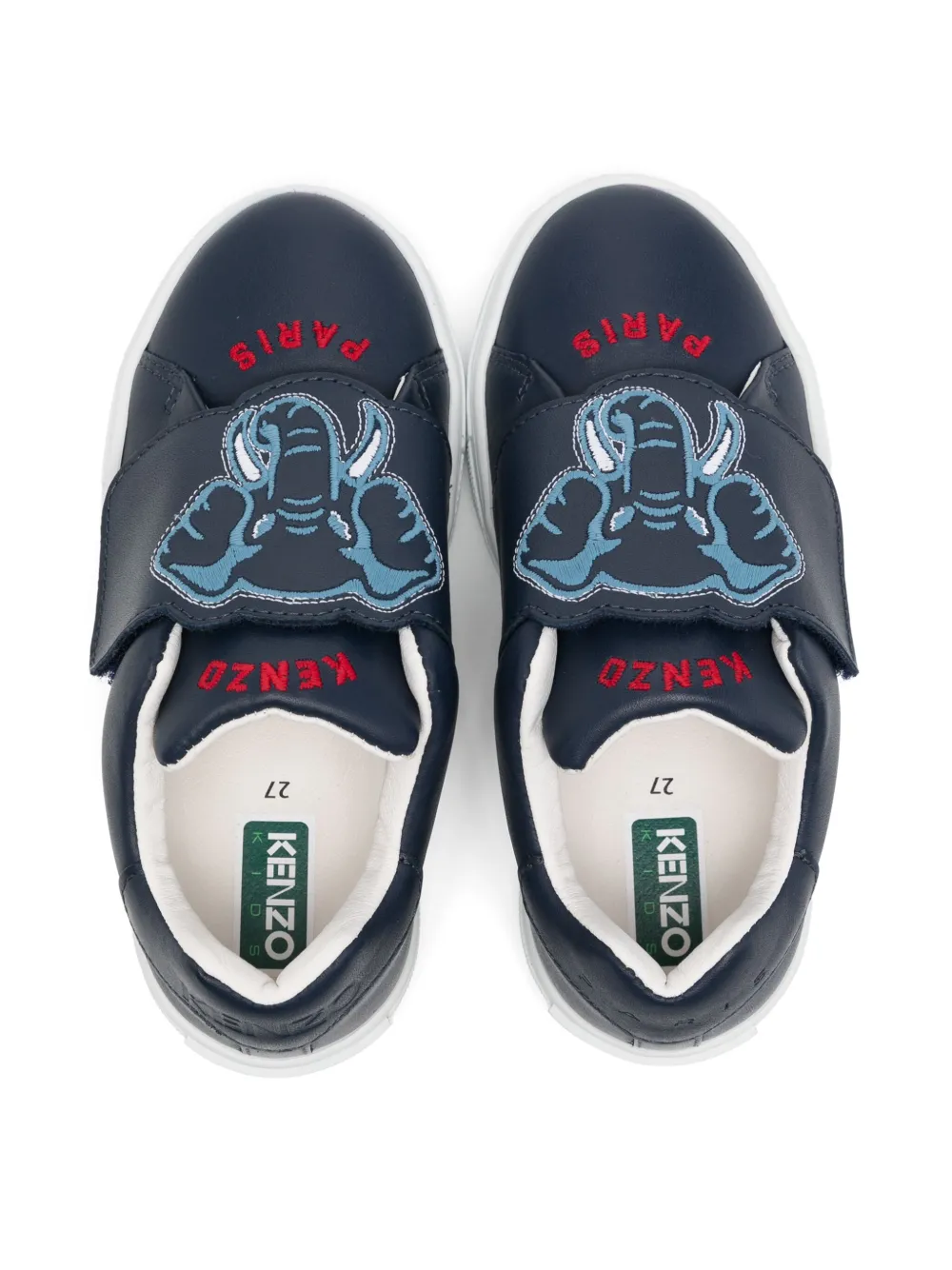Kenzo Kids leather hook-and-loop trainers Blue