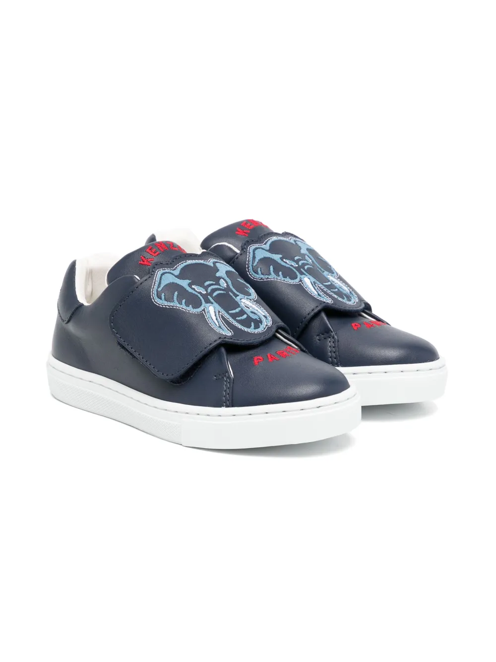 Kenzo Kids leather hook-and-loop trainers Blue