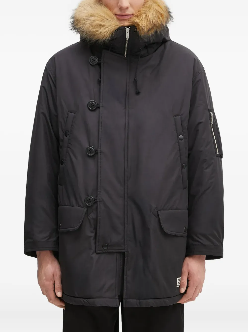 WACKO MARIA faux fur-lined hooded parka | Black | Image 1