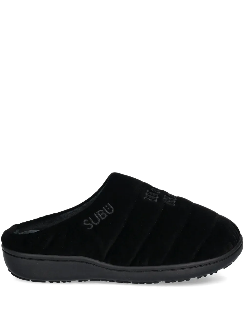 Wacko Maria Quilted Embroidered Slippers In Black