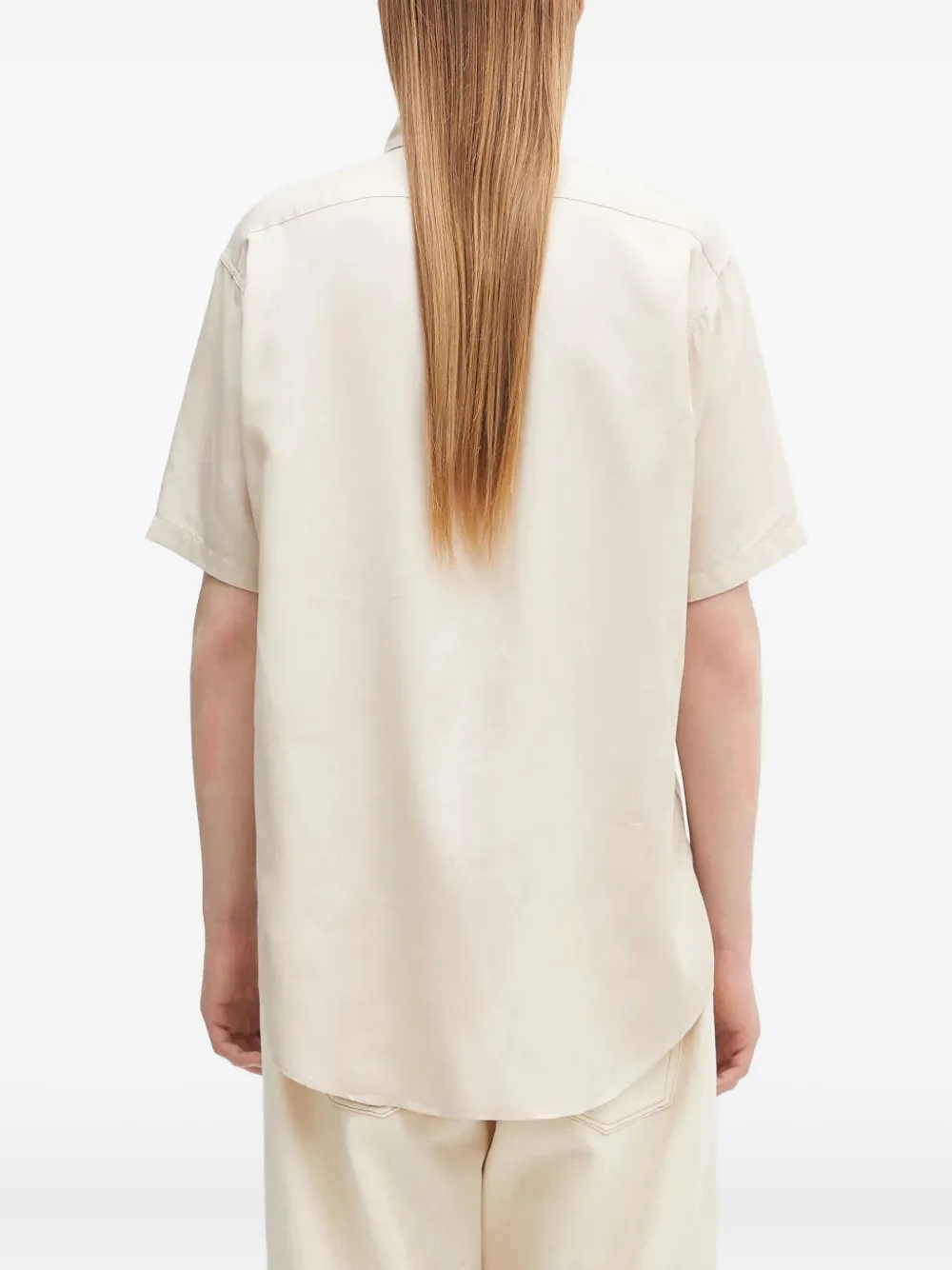 Aries Shirt met grafische print en korte mouwen Beige