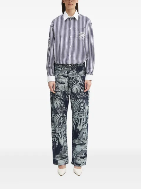 Sporty & Rich striped logo-embroidered shirt