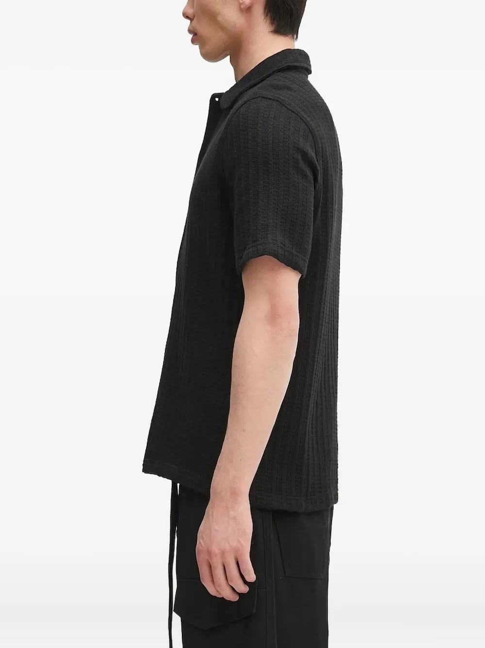 SAMSOE ribbed short-sleeve shirt Zwart
