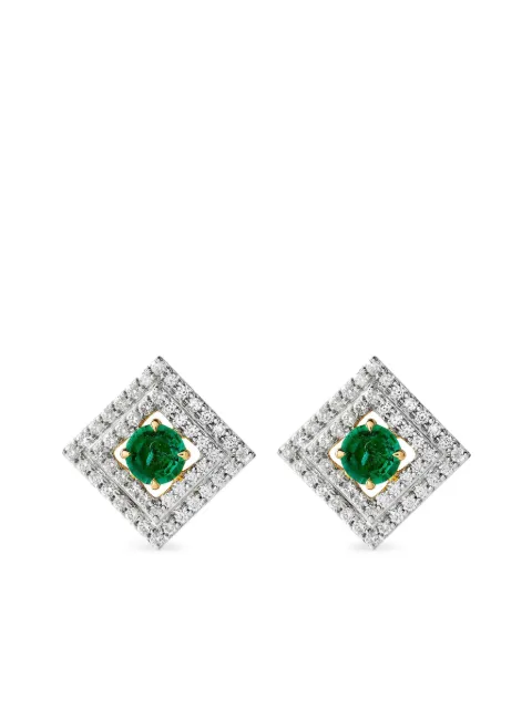 House of Meraki 18K yellow gold Victoria emerald and diamonds earrings