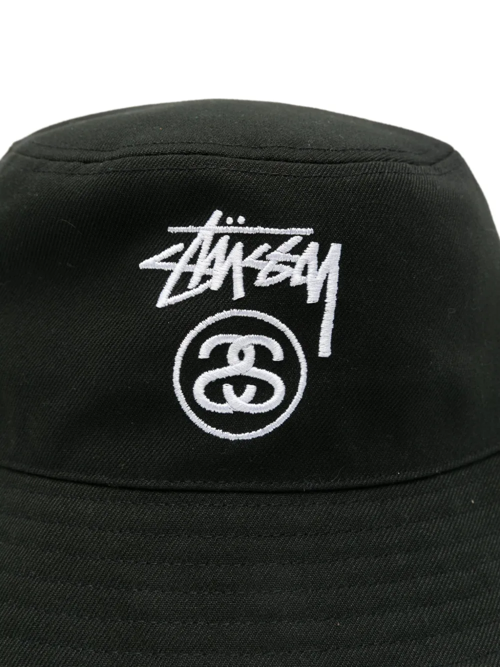 Stüssy Vissershoed met geborduurd logo - Zwart
