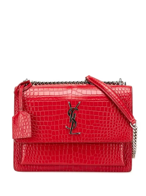 Saint Laurent Pre-Owned 2018 Medium Croc Embossed Leather Sunset crossbody bag