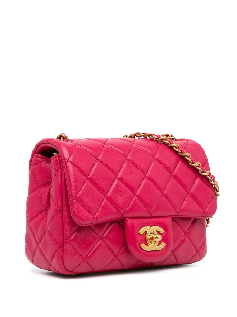 CHANEL Pre-Owned 2019 Mini Square Classic Lambskin Pearl Crush Single Flap crossbody bag | Pre-Owned | Image 2