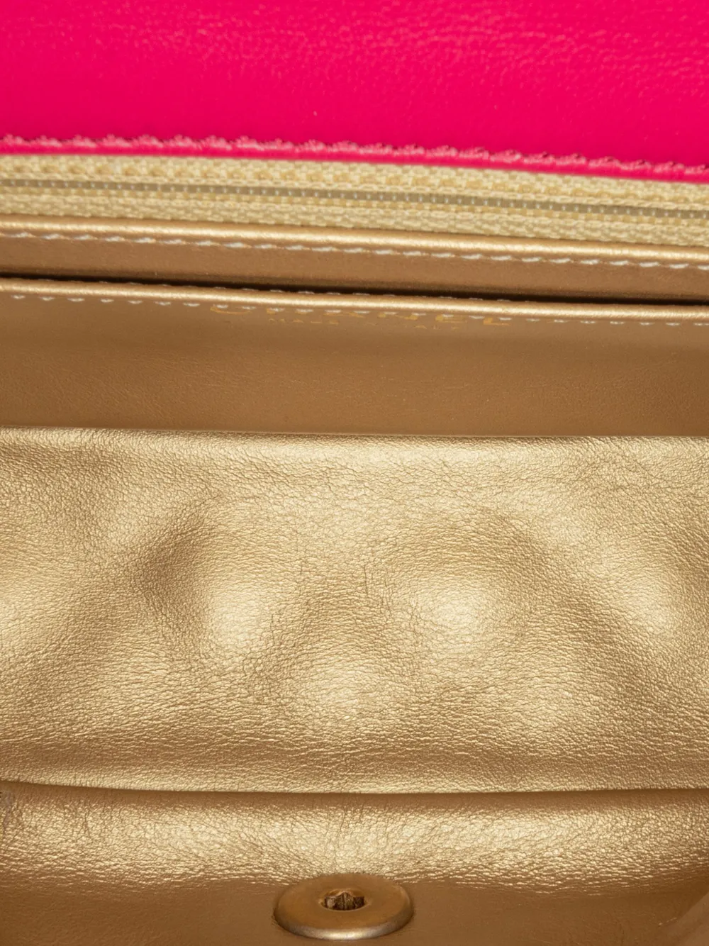 Pre-owned Chanel 2019 Mini Square Classic Lambskin Pearl Crush Single Flap Crossbody Bag In Pink