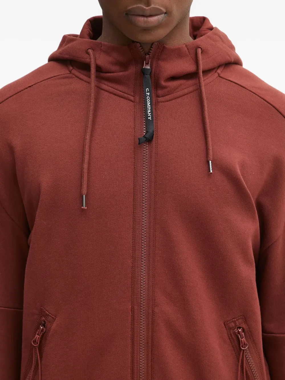 C.P. Company Hoodie met rits en Goggle-capuchon Bruin