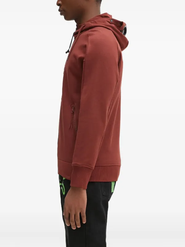 C.P. COMPANY ダークレッド　 ゴーグル付きフルジップアップパーカー C.P. Company ゴーグルディテール ジップパーカー | ブラウン