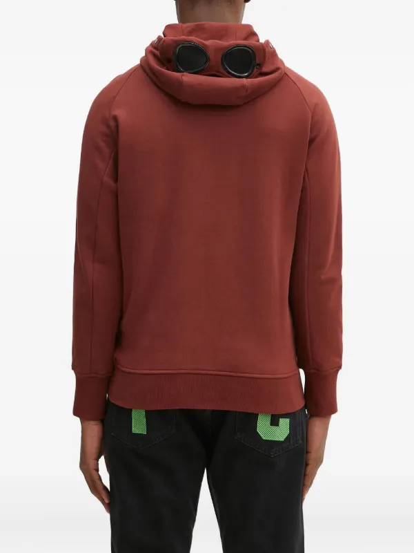 C.P. COMPANY ダークレッド　 ゴーグル付きフルジップアップパーカー C.P. Company ゴーグルディテール ジップパーカー | ブラウン