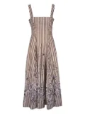 Lela Rose Caitlin striped midi dress - Brown