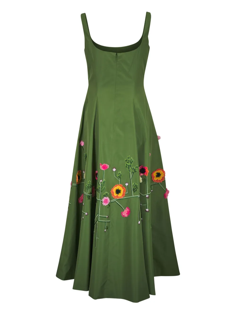 Lela Rose floral-embroidered maxi dress - Groen
