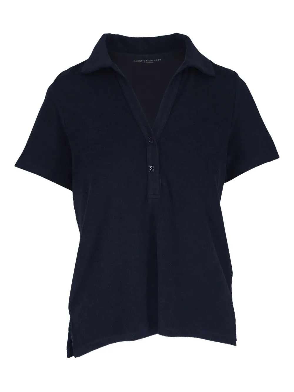 Majestic Filatures blouse met korte mouwen Blauw