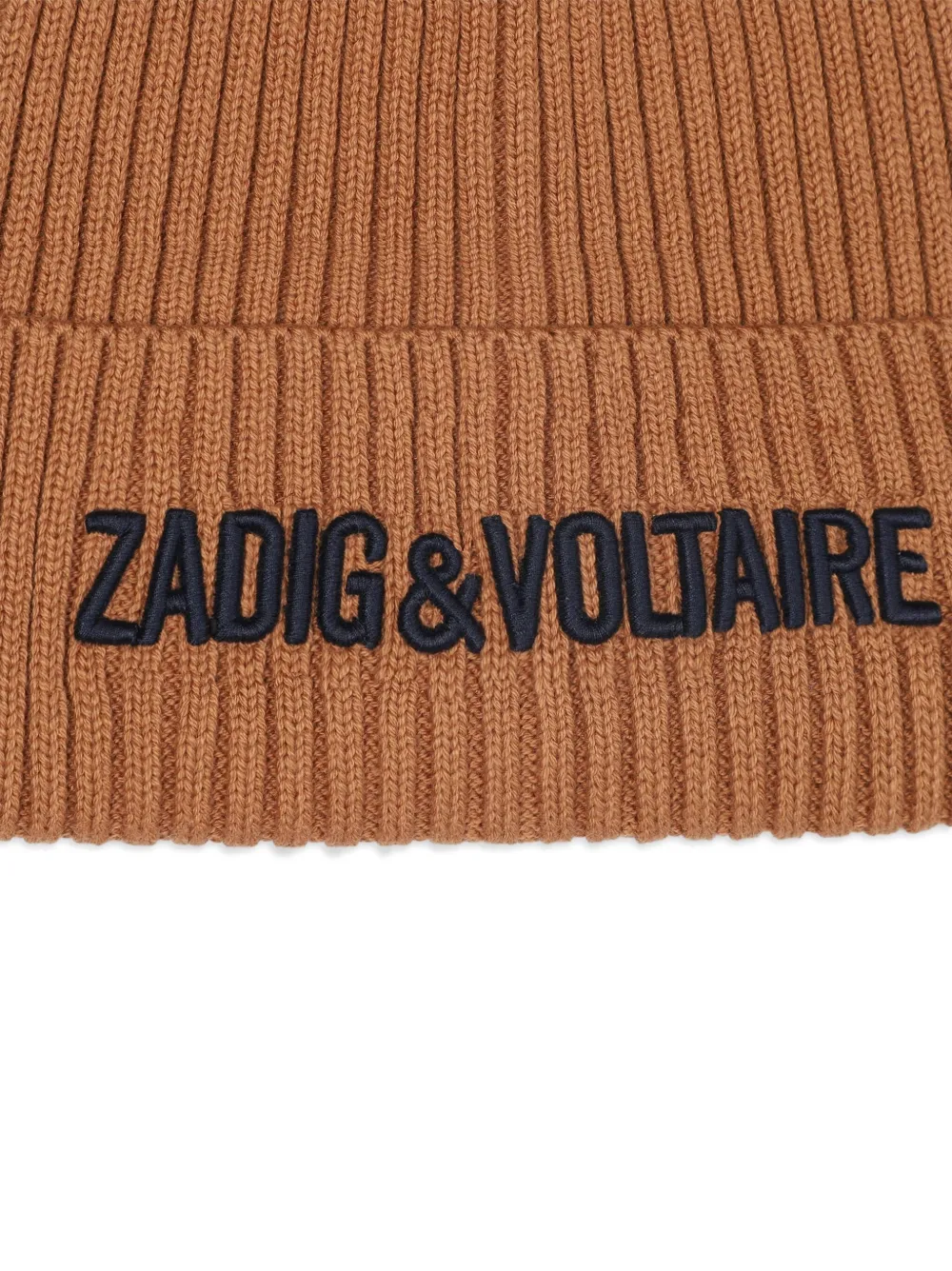 Zadig & Voltaire Kids Ribgebreide muts Bruin