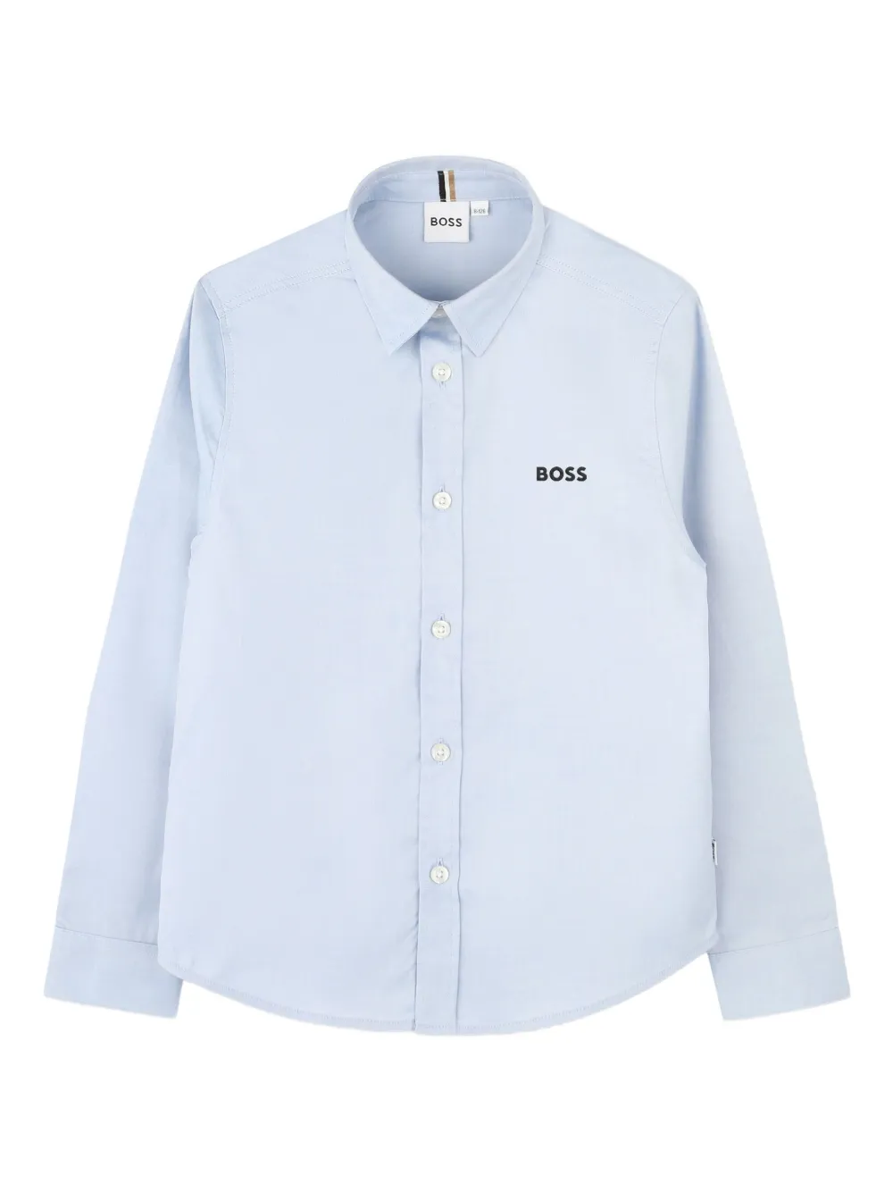 BOSS Kidswear logo-embroidered long-sleeved shirt Blauw