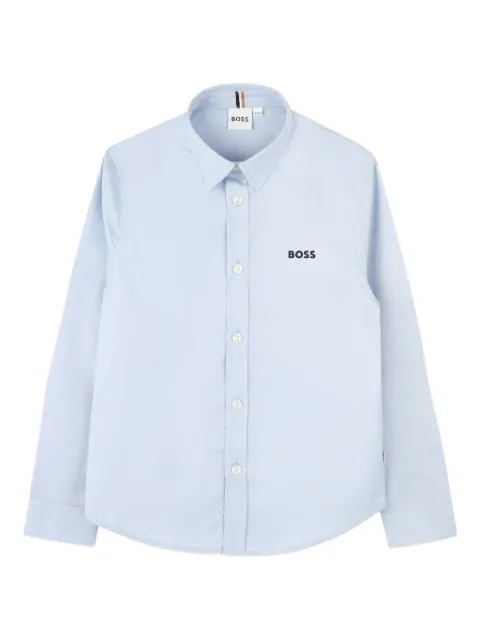 BOSS Kidswear logo-embroidered long-sleeved shirt