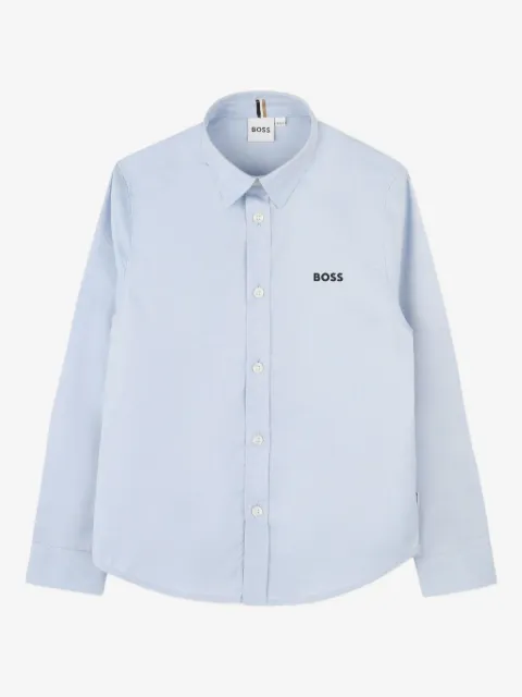 BOSS Kidswear logo-embroidered long-sleeved shirt