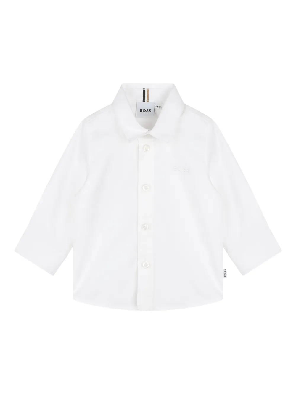 BOSS Kidswear long-sleeved embroidered shirt Wit