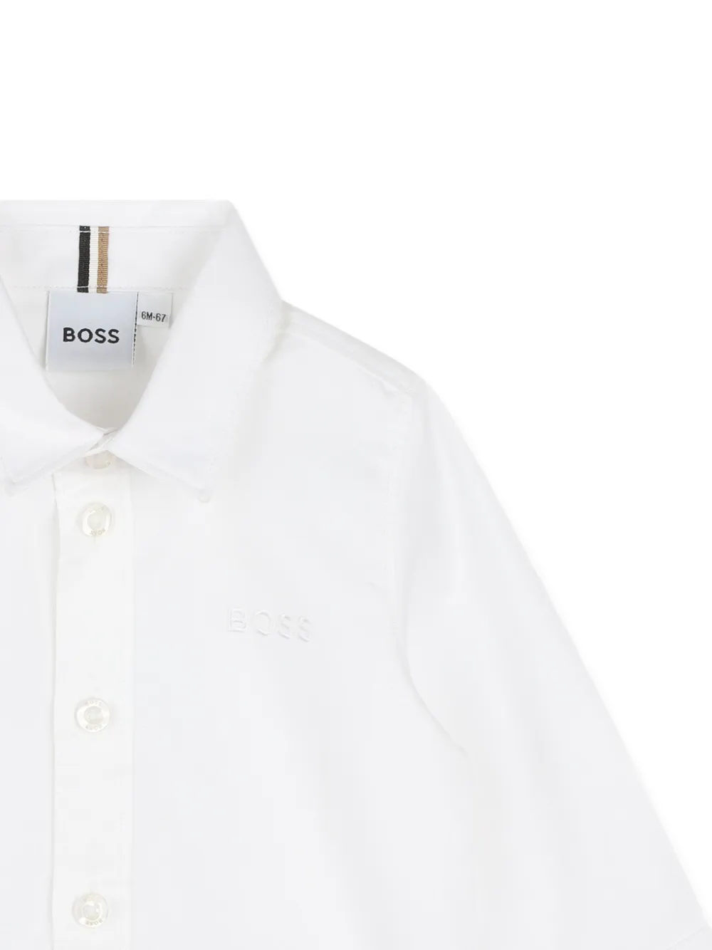 BOSS Kidswear Shirt met borduurwerk en lange mouwen Wit