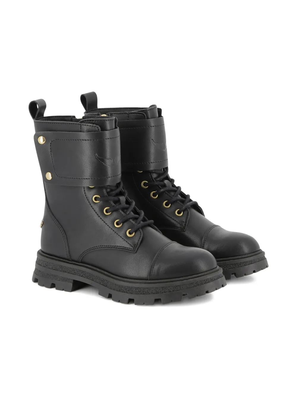 Zadig & Voltaire Kids rugged-sole lace-up boots Black