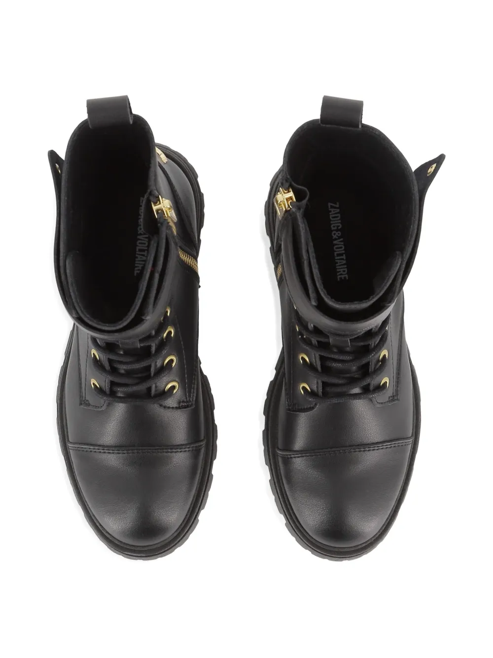 Zadig & Voltaire Kids rugged-sole lace-up boots Black