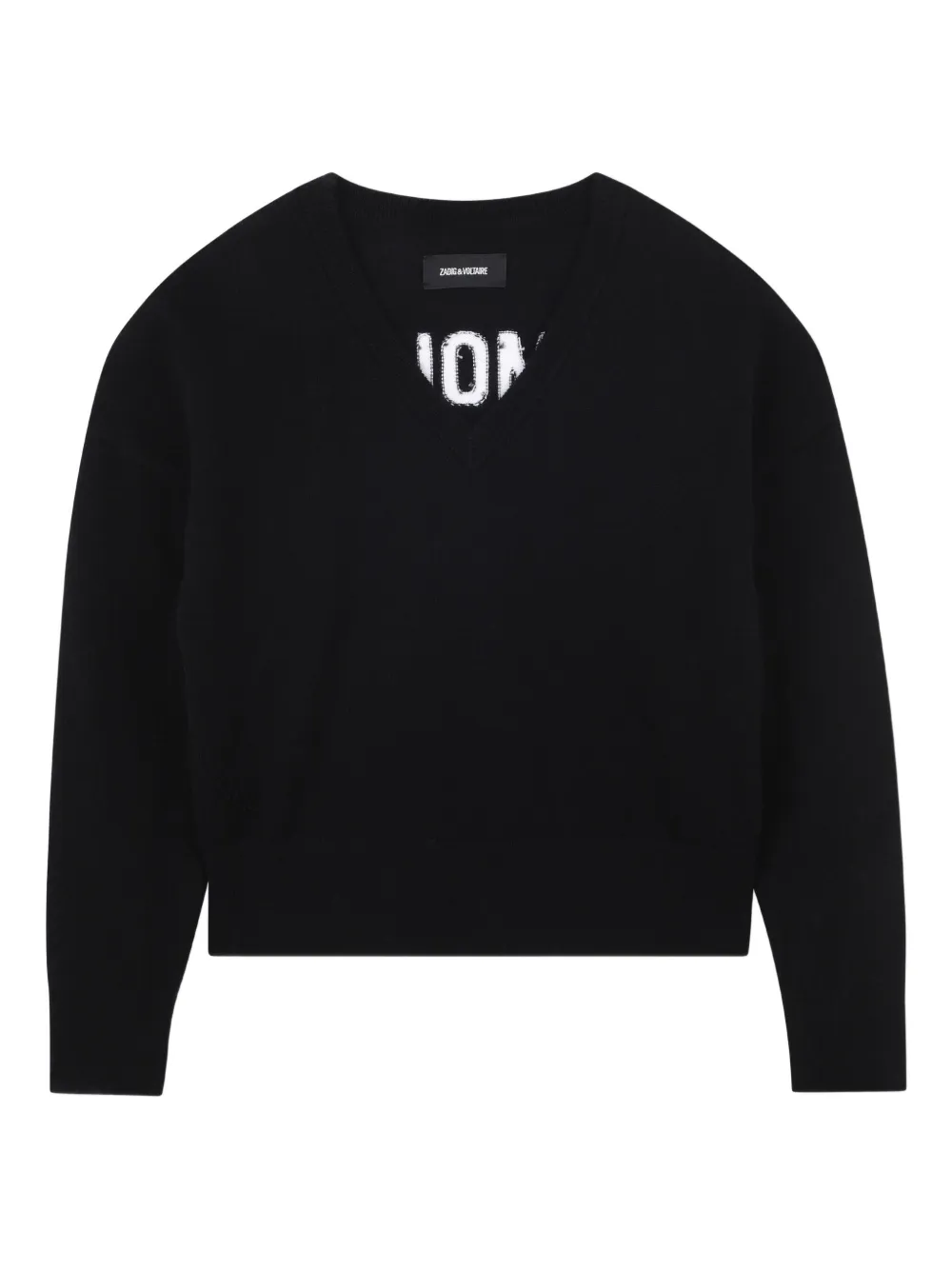 Zadig & Voltaire Kids Gebreide trui met V-hals Zwart