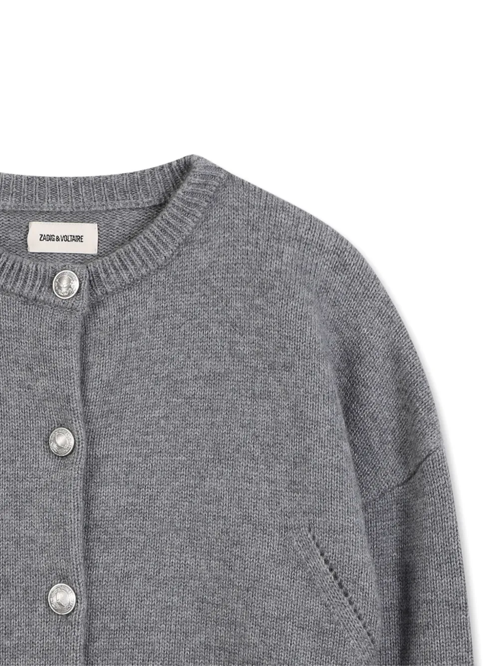 Zadig & Voltaire Kids Gebreid vest verfraaid met knopen Grijs