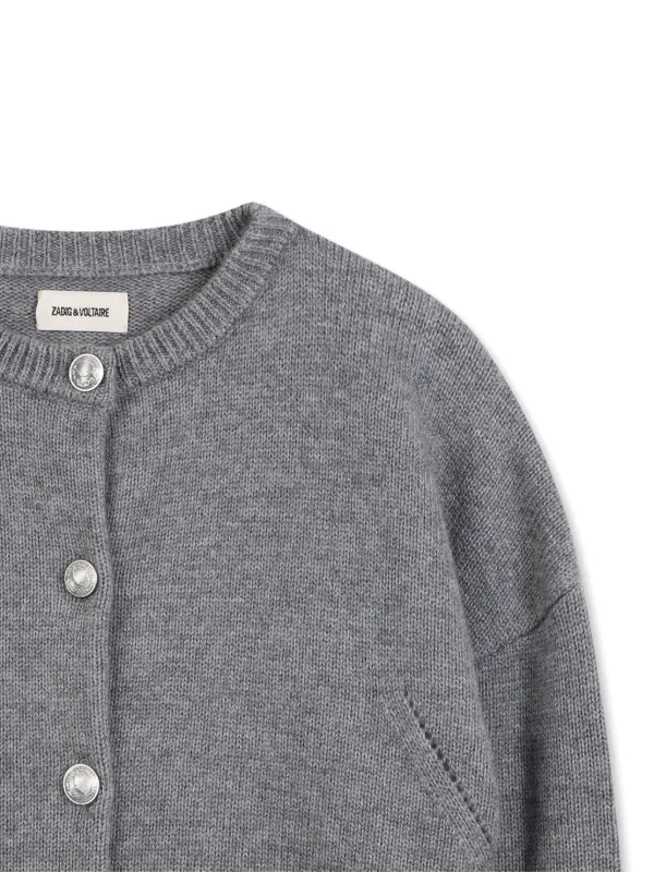 ZADIG &amp; VOLTAIRE カーディガン S グレー 【古着】【中古】【送料無料】 Zadig & Voltaire Kids ボタントリム カーディガン | グレー | FARFETCH JP