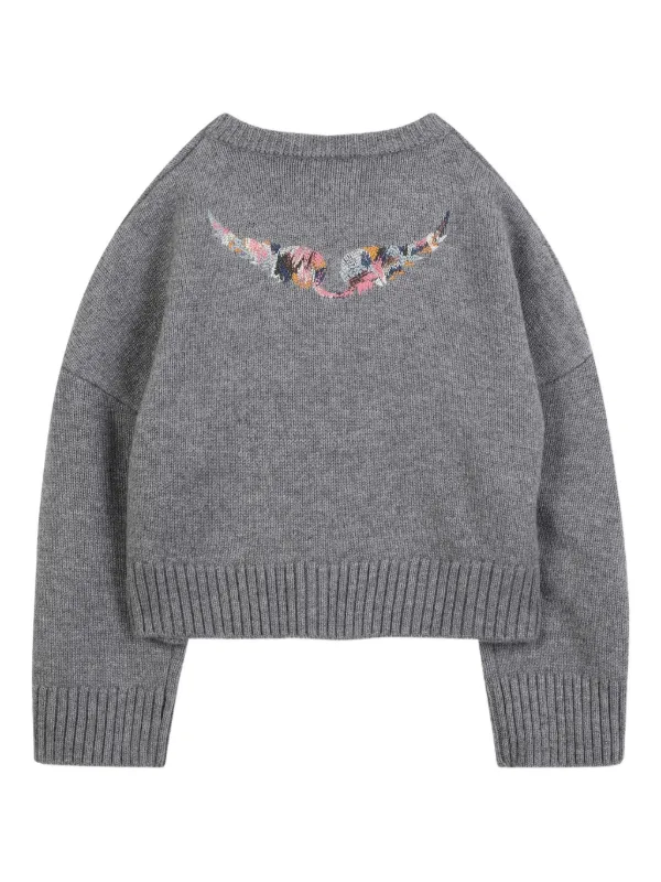 ZADIG &amp; VOLTAIRE カーディガン S グレー 【古着】【中古】【送料無料】 Zadig & Voltaire Kids ボタントリム カーディガン | グレー | FARFETCH JP