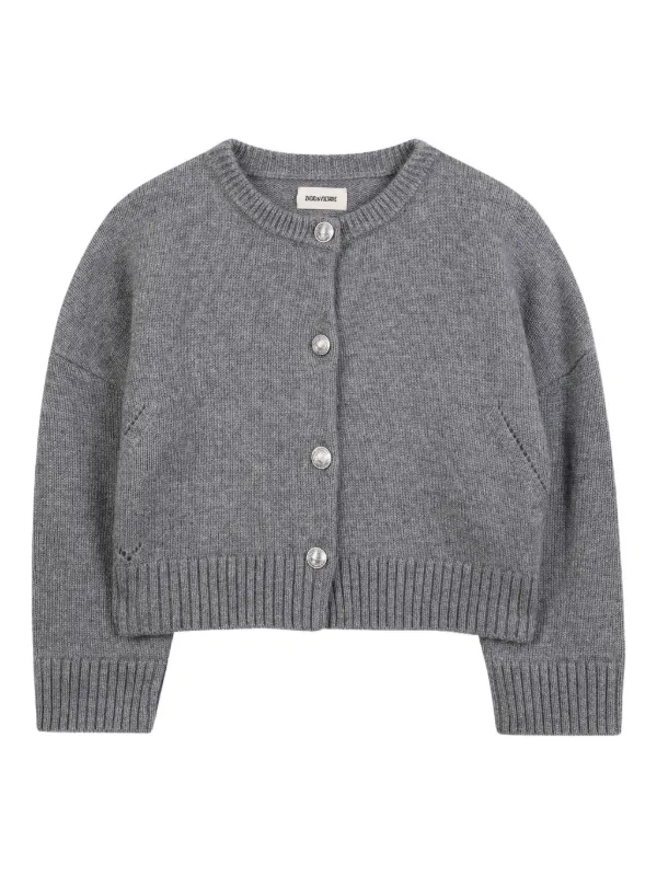 Zadig & Voltaire Kids ボタントリム カーディガン | グレー | FARFETCH JP