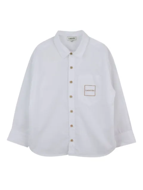 Lanvin Enfant рубашка с вышитым логотипом