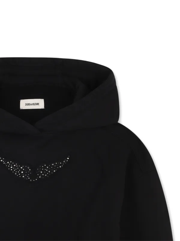 Zadig & Voltaire Kids rhinestone-embellished Hoodie | Black | FARFETCH
