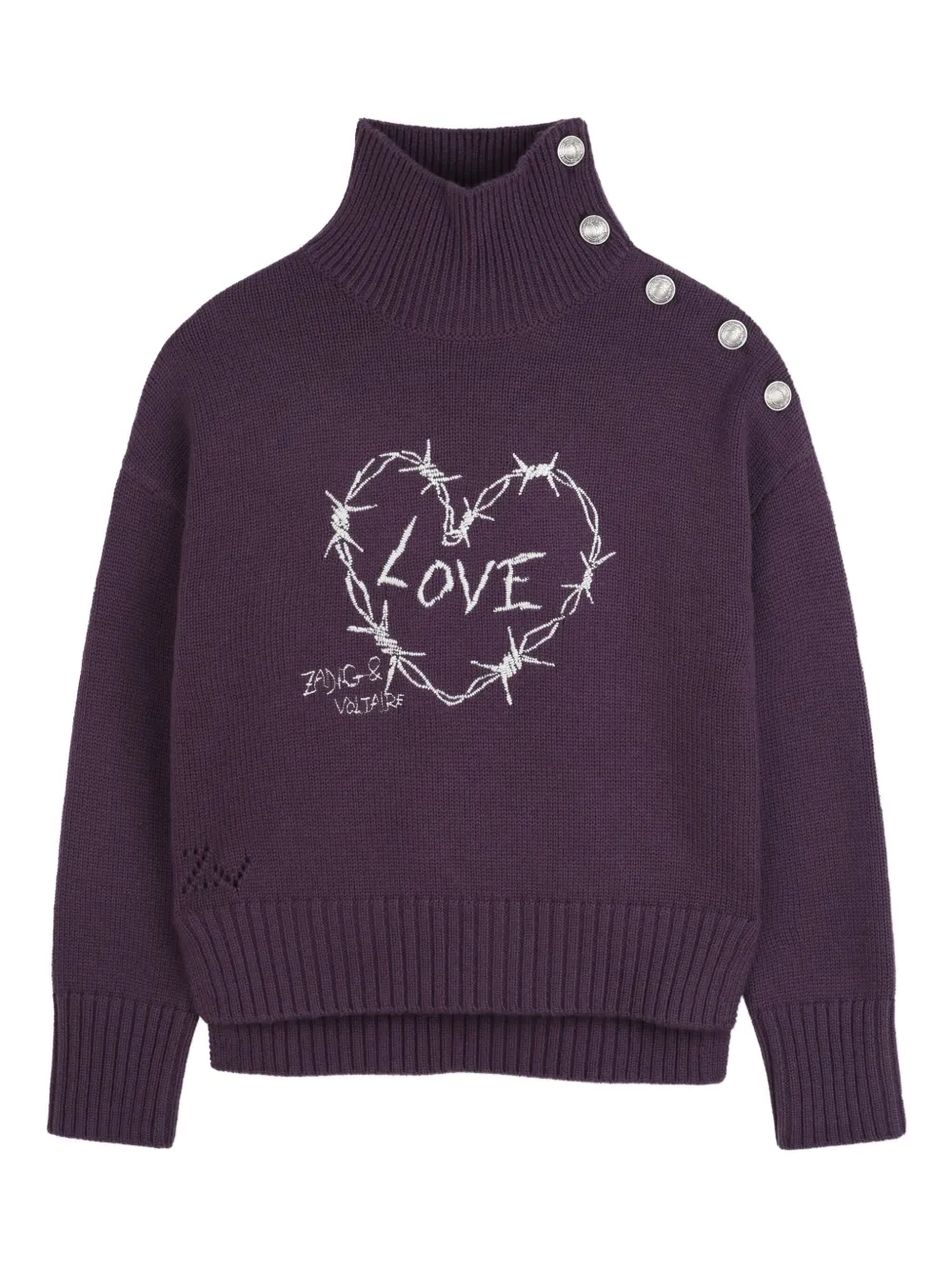 Zadig & Voltaire Kids Coltrui met geborduurd hart Paars