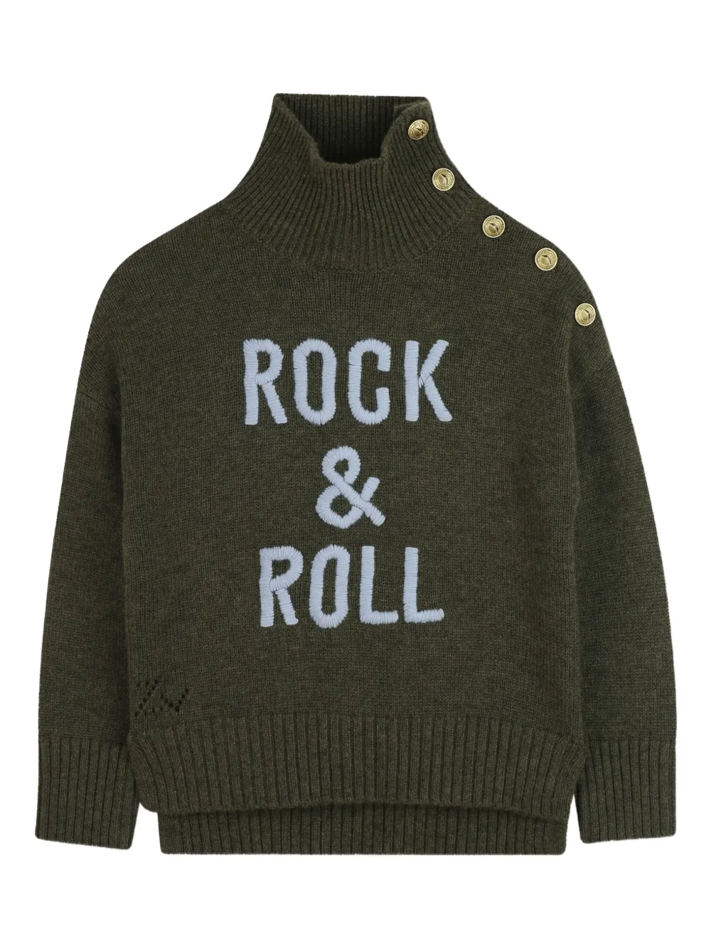 Zadig & Voltaire Kids Trui met hoge hals en knoopdetail Groen