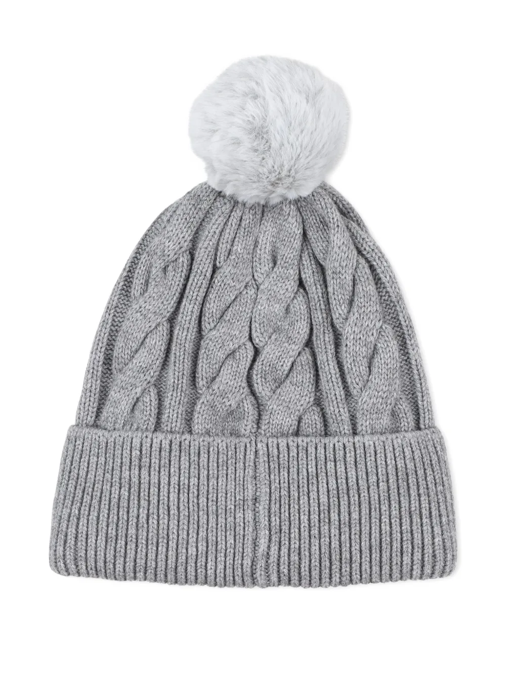 Michael Kors Kids Kabelgebreide muts met pompon Grijs