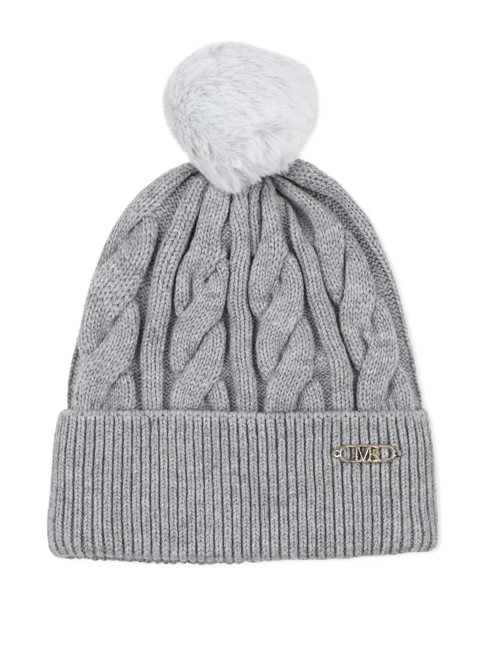 Michael Kors Kids ケーブルニット ポンポン ビーニー - グレー Michael Kors Kids ケーブルニット ポンポン ビーニー - グレー