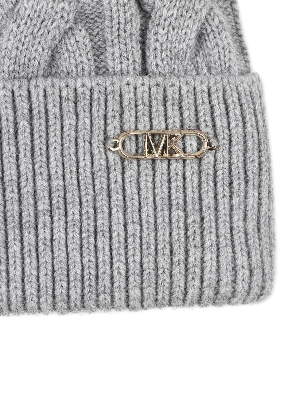 Michael Kors Kids Kabelgebreide muts met pompon Grijs