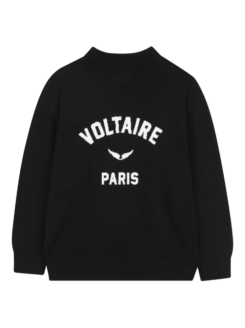 Zadig & Voltaire Kids Intarsia gebreide trui met logo Zwart