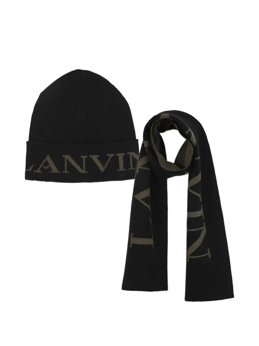 Lanvin Enfant Muts met logo-intarsia Zwart