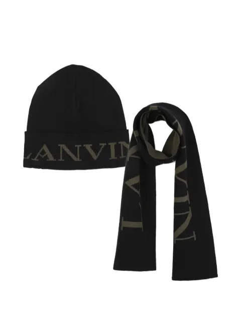 Lanvin Enfant logo-intarsia beanie hat set