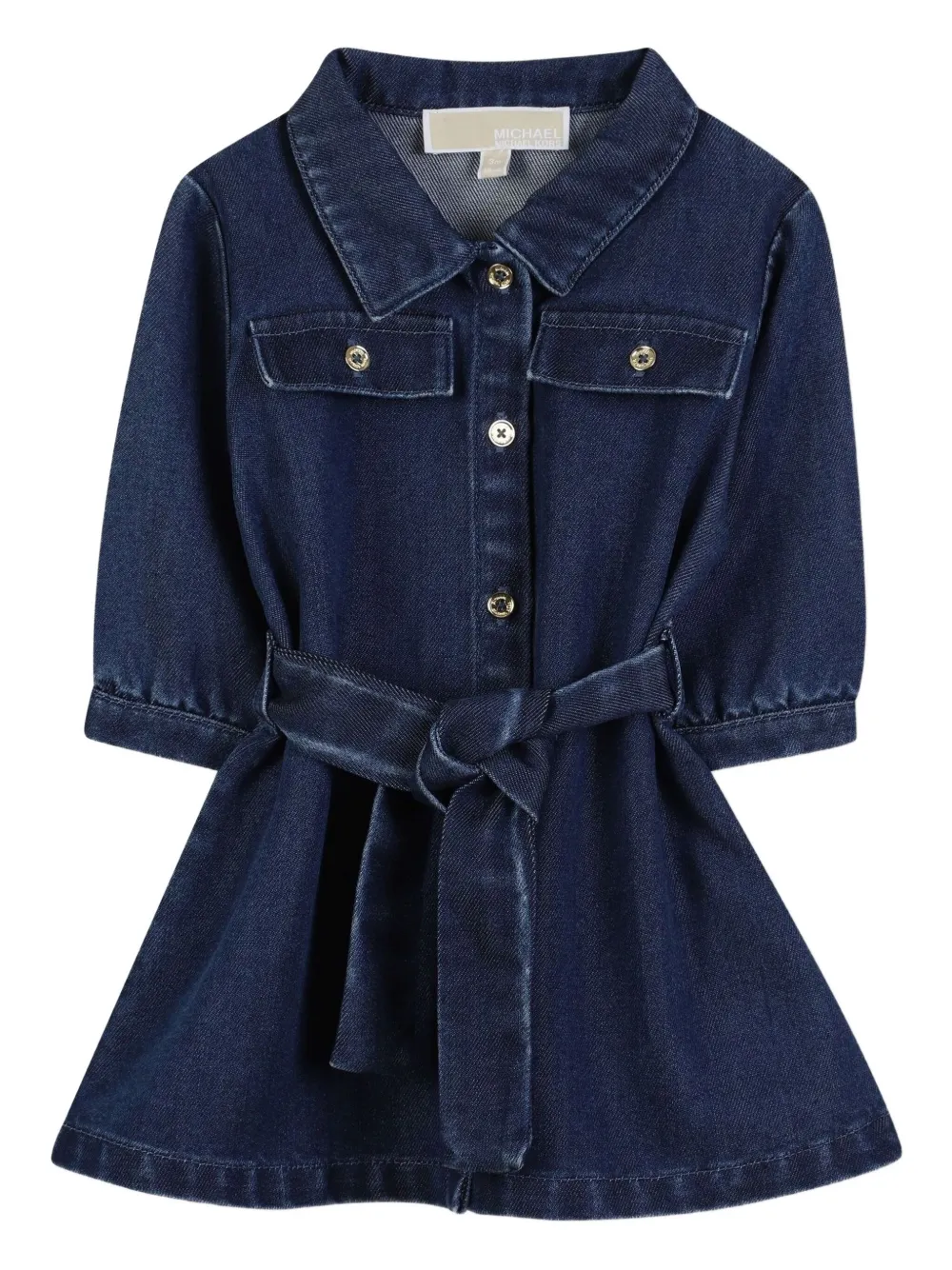 Michael Kors Kids ベルテッド デニムワンピース - ブルー Michael Kors Kids ベルテッド デニムワンピース - ブルー